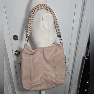 Madison West Braided Rope Strap Hobo Mauve Color